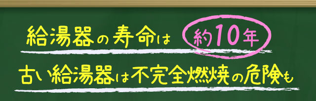 給湯器の寿命は約10年、古い給湯器は不完全燃焼の危険も
