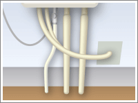 壁掛け給湯器：配管部分