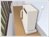 据え置き型給湯器：側面からのお写真