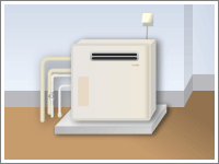 据え置き型給湯器：正面からのお写真