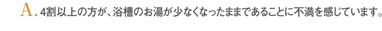 4割以上の方が浴槽のお湯が少なくなったままであることに不満を感じています追い炊きをしています。
