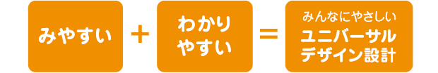 見やすい＋わかりやすい＝みんなにやさしいユニバーサルデザイン設計